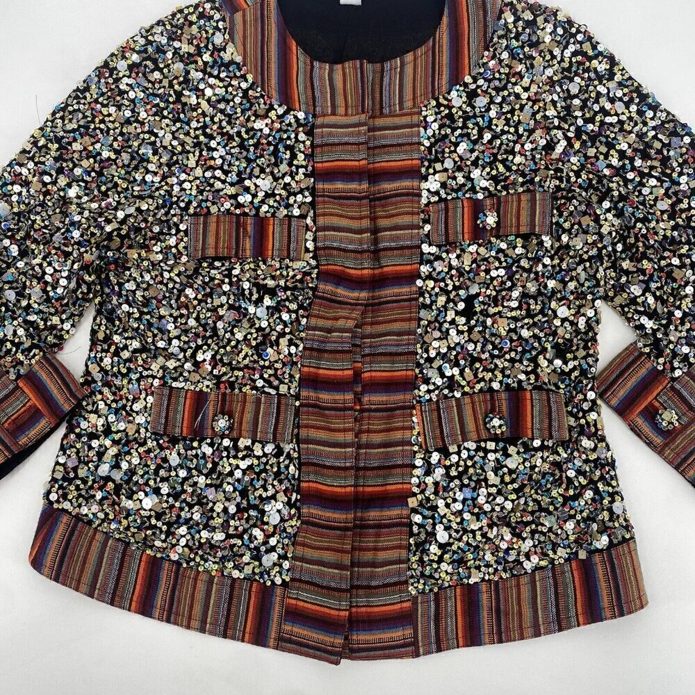 Berek Size Small Multi Color Sequin Snap Front Bo… - image 3